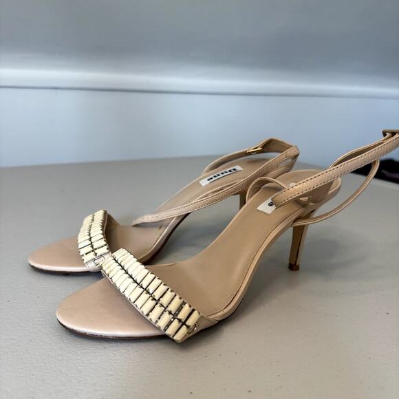 Dune London Leather Crystal Embellishments Sandal Strappy Tan Size 39/8.5 - Picture 6 of 6